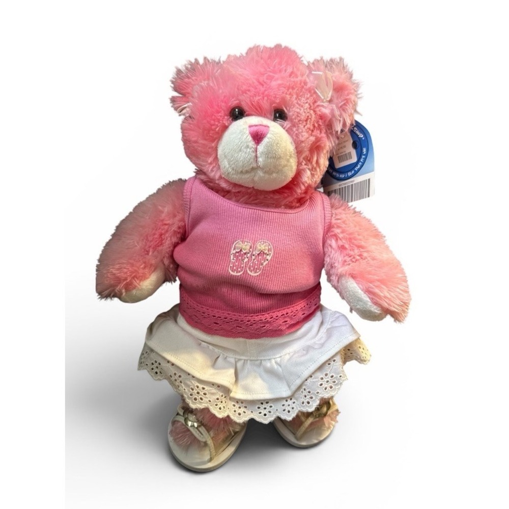Build A Bear Pink Bear Heart On Foot Magnetic Hands Stuffed Plush BAB Clothes